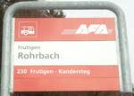 (130'970) - AFA-Haltestellenschild - Frutigen, Rohrbach - am 15.