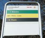 (233'753) - CHUR BUS-Haltestellenschild - Tamins, Unterdorf - am 11. Mrz 2022