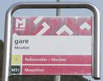(285'241) - MOBIJU-Haltestellenschild - Moutier, gare - am 6.