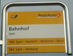 (147'904) - PostAuto-Haltestellenschild - Lyss, Bahnhof - am 8.