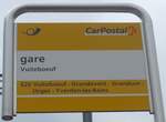 (226'866) - PostAuto-Haltestellenschild - Vuiteboeuf, gare - am 1. August 2021