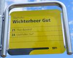 (151'778) - STI-Haltestellenschild - Oberhofen, Wichterheer Gut - am 22.