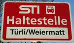 (136'796) - STI-Haltestellenschild - L�ngenb�hl, T�rli/Weiermatt - am 22.