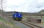 InfraLeuna 209 (92 80 1275 012-3 D-LEUNA) als Tfzf von Vitzenburg nach Großkorbetha, am 10.03.2023 bei Freyburg. Sie brachte zuvor Kesselwagen die in Abstellung in Vitzenburg. (Foto: Wolfgang Krolop)