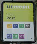 (231'319) - LIEmOBIL-Haltestellenschild - Vaduz, Post - am 15.