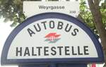 (128'373) - Wiener Linien-Haltestellenschild - Wien, Weyrgasse - am 9.