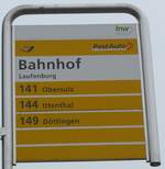 (168'761) - PostAuto-Haltestellenschild - Laufenburg, Bahnhof - am 20. Februar 2016