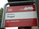 (130'359) - AFA-Haltestellenschild - Achseten, Tregel - am 11.