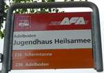 (180'960) - AFA-Haltestellenschild - Adelboden, Jugendhaus Heilsarmee - am 4.