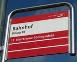 (255'700) - aare seeland mobil-Haltestellenschild - Brgg BE, Bahnhof - am 30.