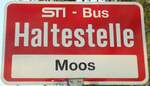 (133'351) - STI-Haltestellenschild - Gwatt, Moos - am 21.