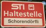 (133'356) - STI-Haltestellenschild - Gwatt, Schorendrfli - am 21.