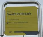 (159'961) - STI-Haltestellenschild - Gwatt, Gwatt Deltapark - am 25.