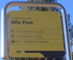 (222'865) - STI-Haltestellenschild - Heiligenschwendi, Alte Post - am 27.