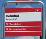 (252'842) - aare seeland mobil-Haltestellenschild - Langenthal, Bahnhof - am 20.