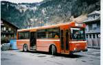 (052'010) - Einwohnergemeinde, Lauterbrunnen - BE 444'778 - Volvo/Hess (ex RVBW Wettingen Nr. 49) am 10. Februar 2002 beim Bahnhof Lauterbrunnen