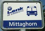 (146'139) - AFA-Haltestellenschild - Lenk, Mittaghorn - am 28.