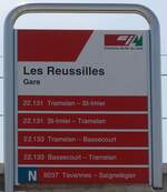 (203'899) - cj-Haltestellenschild - Les Reussilles, Gare - am 22.