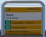 (203'900) - PostAuto-Haltestellenschild - Les Reussilles, Gare - am 22.