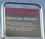 (212'890) - BERNMOBIL-Haltestellenschild - Mnsingen, Bahnhof - am 14.