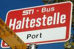 (136'692) - STI-Haltestellenschild - Sigriswil, Port - am 31. Oktober 2011