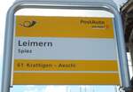 (131'140) - PostAuto-Haltestellenschild - Spiez, Leimern - am 29.