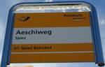 (131'142) - PostAuto-Haltestellenschild - Spiez, Aeschiweg - am 29.