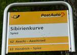 (234'886) - PostAuto-Haltestellenschild - Spiez, Sibirienkurve - am 29.