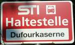 (128'131) - STI-Haltestellenschild - Thun, Dufourkaserne - am 31.