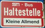 (128'132) - STI-Haltestellenschild - Thun, Kleine Allmend - am 31.
