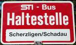 (128'174) - STI-Haltestellenschild - Thun, Scherzligen/Schadau - am 1.