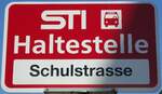 (128'179) - STI-Haltestellenschild - Thun, Schulstrasse - am 1.
