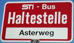 (128'180) - STI-Haltestellenschild - Thun, Asterweg - am 1.