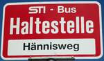 (128'182) - STI-Haltestellenschild - Thun, Hnnisweg - am 1.