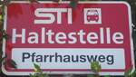 (128'187) - STI-Haltestellenschild - Thun, Pfarrhausweg - am 1.