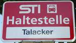 (128'189) - STI-Haltestellenschild - Thun, Talacker - am 1.
