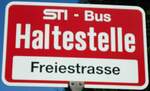 (128'190) - STI-Haltestellenschild - Thun, Freiestrasse - am 1.