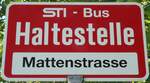 (128'193) - STI-Haltestellenschild - Thun, Mattenstrasse - am 1.