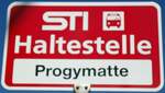 (128'197) - STI-Haltestellenschild - Thun, Progymatte - am 1.