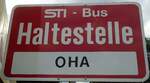 (129'158) - STI-Haltestellenschild - Thun, OHA - am 28.