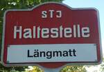 (140'411) - STI-Haltestellenschild - Thun, Lngmatt - am 7.