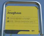 (153'954) - STI-Haltestellenschild - Zeughaus - am 17.