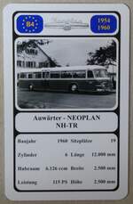 (278'804) - Quartett-Spielkarte mit Auwrter - NEOPLAN NH-TR von 1960 am 10.