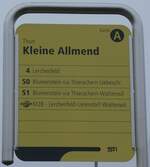 (283'400) - STI-Haltestellenschild - Thun, Kleine Allmend - am 22. Dezember 2025