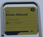 (283'401) - STI-Haltestellenschild - Thun, Kleine Allmend - am 22. Dezember 2025