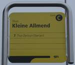 (283'402) - STI-Haltestellenschild - Thun, Kleine Allmend - am 22. Dezember 2025