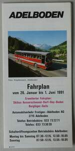 (286'923) - AFA-Fahrplan vom 26. Januar 1991 bis 1. Juni 1991 am 10. Mai 2026 in Thun