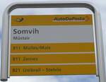 (170'903) - PostAuto-Haltestellenschild - Mstair, Somvih - am 16. Mai 2016