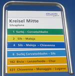 (188'532) - ENGADIN/PostAuto-Haltestellenschild - Silvaplana, Kreisel Mitte - am 13.