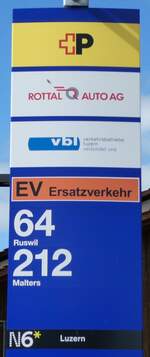 (280'973) - +P/ROTTAL AUTO AG/vbl-Haltestellenschild - Wolhusen, Bahnhof - am 4. Oktober 2025